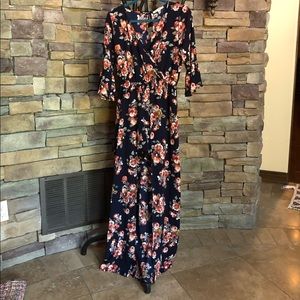 Floral Romper Dress with bell sleeves